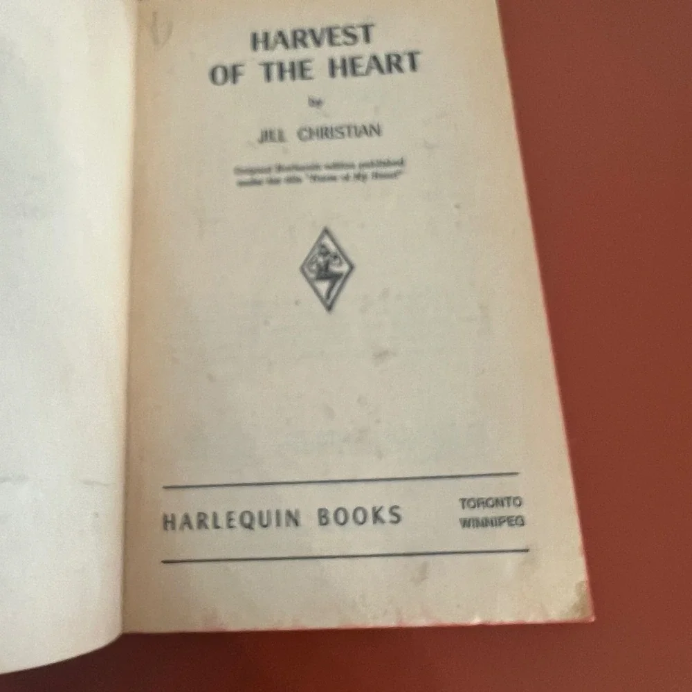 Harvest of the Heart Jill Christian Harlequin Romance 713 Vintage Paperback 1974